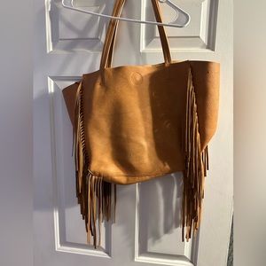 Faux leather fringe purse